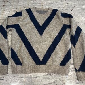 Shein Womens Soft Pullover Sweater - Blue Striped and Tan Size M